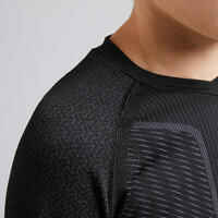 Kids' Long-Sleeved Football Base Layer Top Keepdry 500 - Black