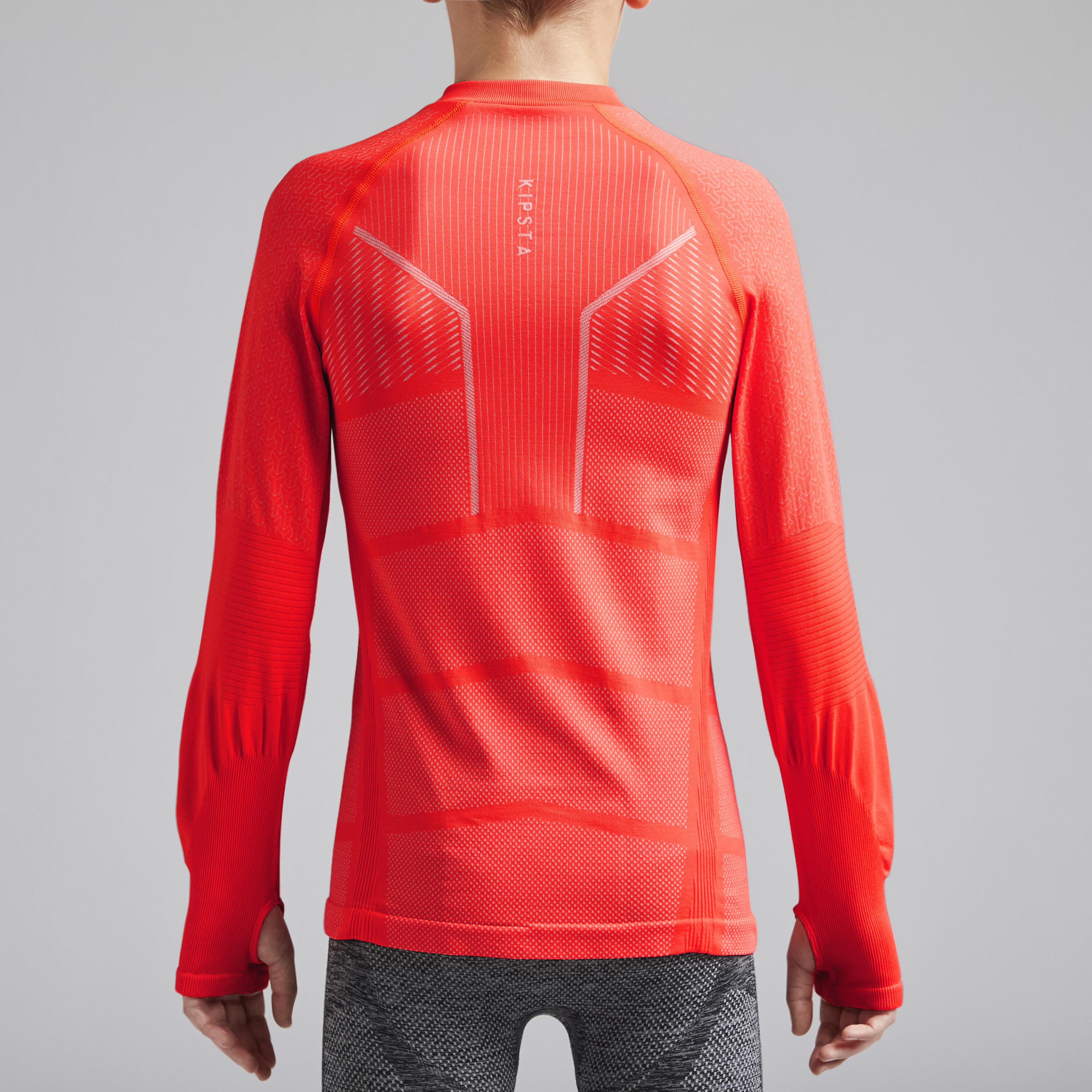 Kids' Long-Sleeved Football Base Layer Top Keepdry 500 - Red 3/9