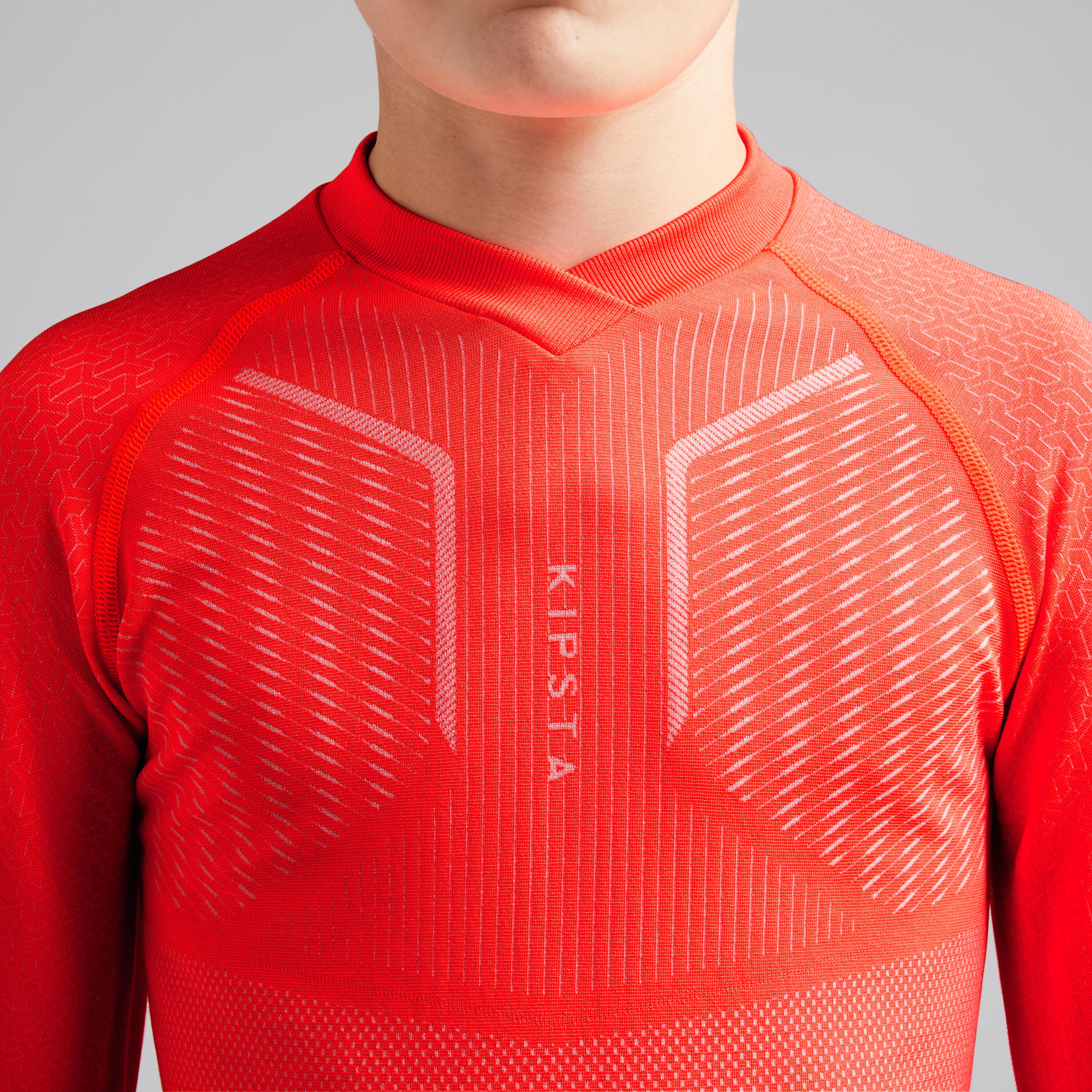Kids' Long-Sleeved Football Base Layer Top Keepdry 500 - Red 5/9