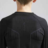 Kids' Long-Sleeved Football Base Layer Top Keepdry 500 - Black