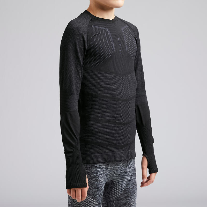 Camiseta térmica de fútbol Niños Kipsta Keepdry 500 negro