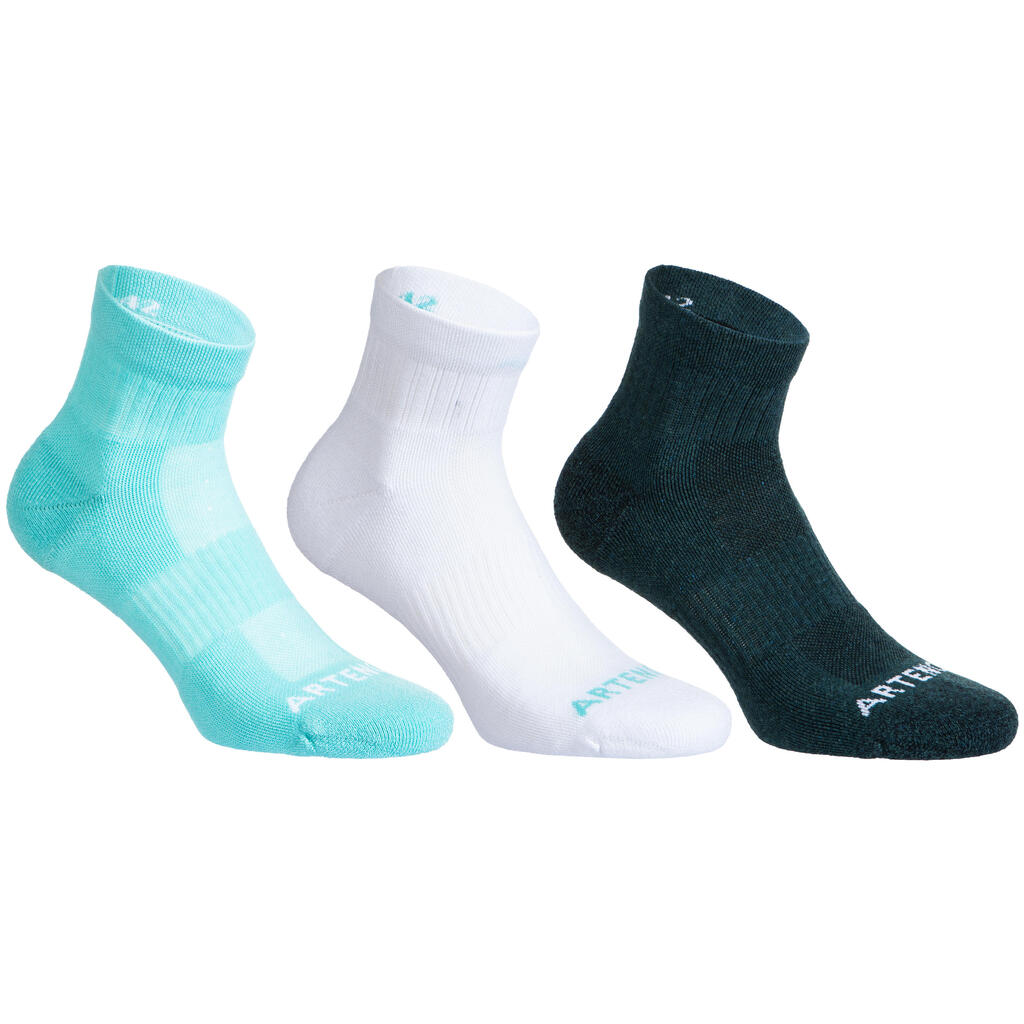 Tennissocken RS 500 Mid 3er-Pack grün/weiss/dunkelgrün
