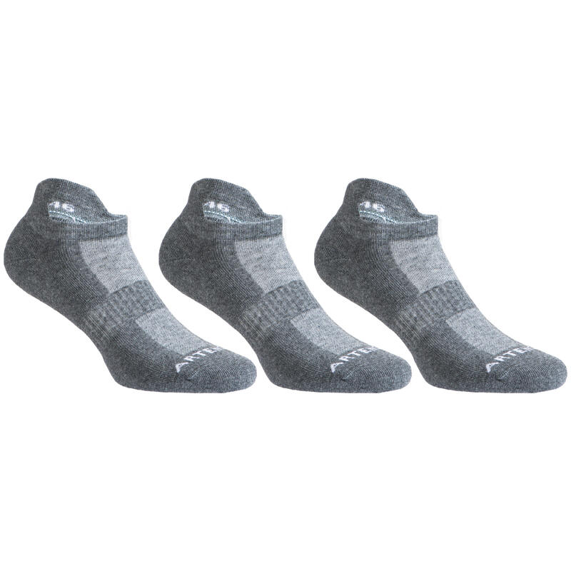 CHAUSSETTES DE TENNIS BASSES ARTENGO RS 500 GRIS LOT DE 3
