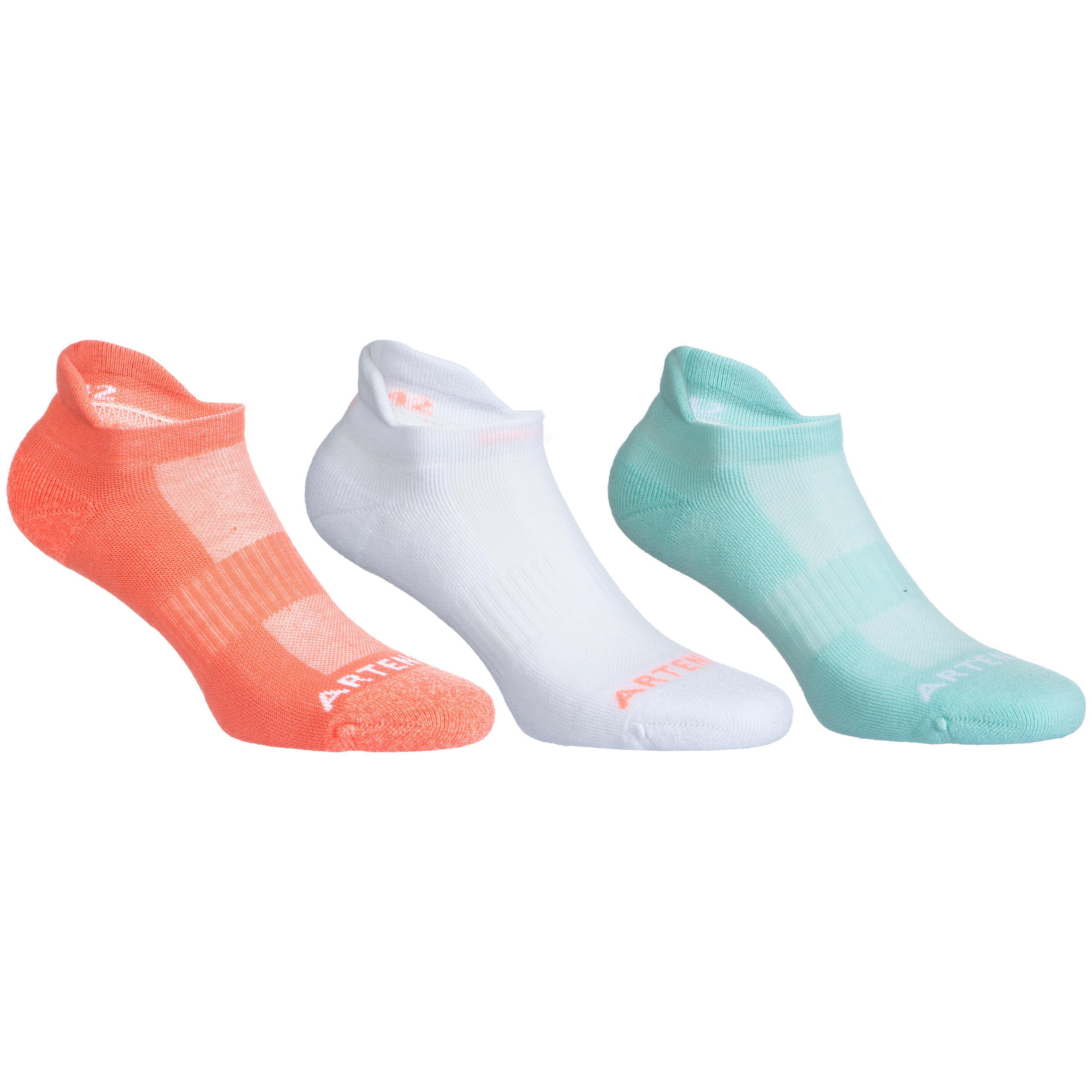Low Tennis Socks RS 500 Tri-Pack - White/Green 24/40