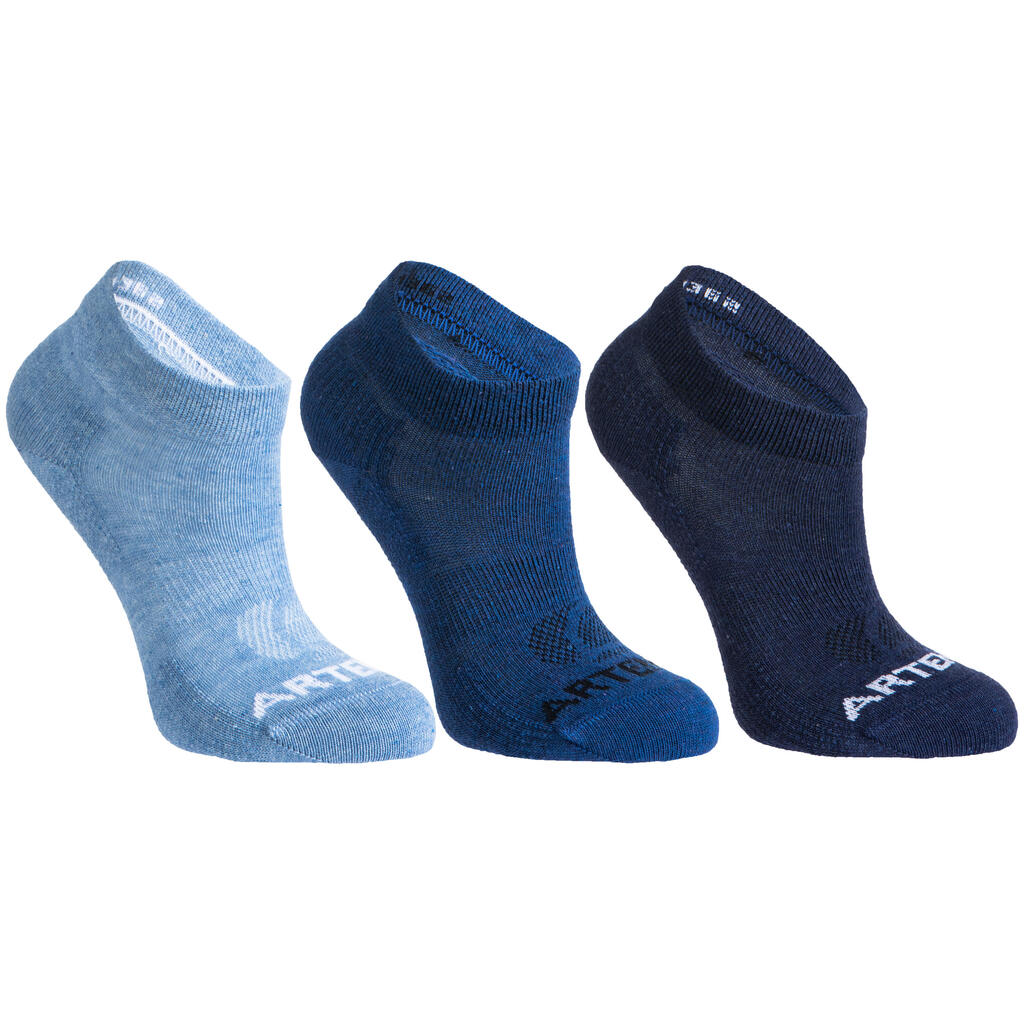 Kids' Mid-High Tennis Socks Tri-Pack RS 160 - Mottled Blue/Navy