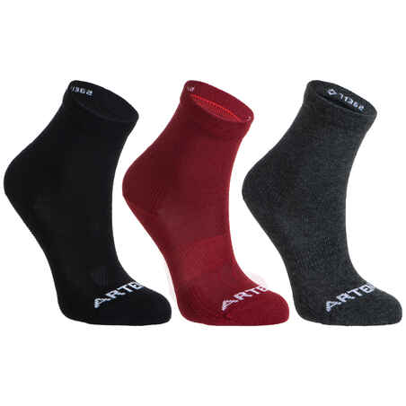 Kids' High Tennis Socks Tri-Pack RS 160 - Mottled Red/Grey/Black