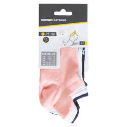 Kids' Low Tennis Socks Tri-Pack RS 160 - Pink/White/Navy