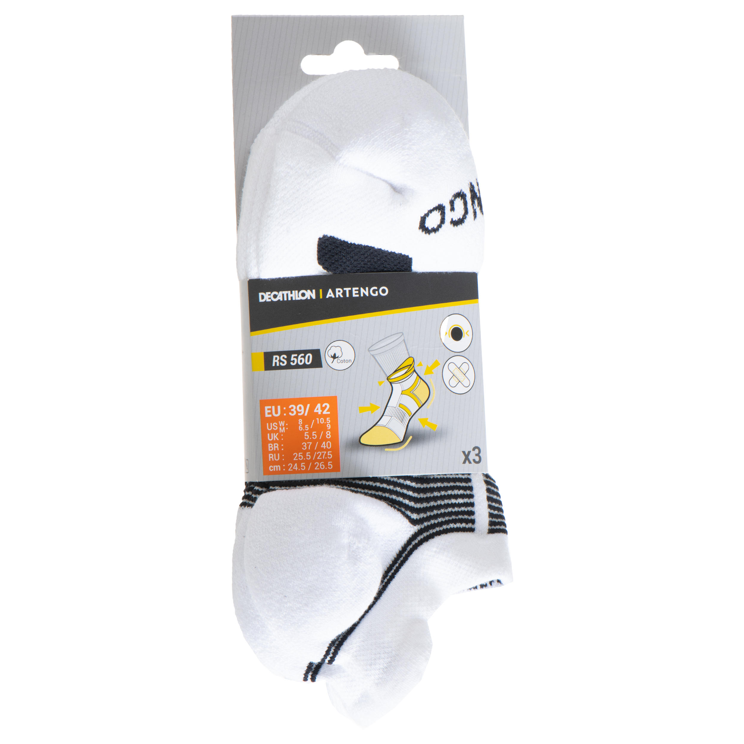 Chaussettes de tennis basse rs 560  blanc noir lot de 3 10/10