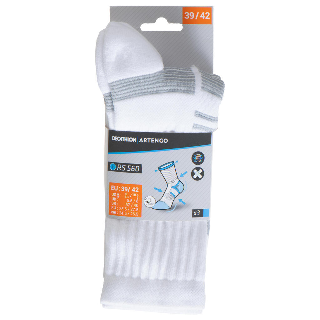 Tennissocken High 3er-Pack - RS 560 schwarz/grau