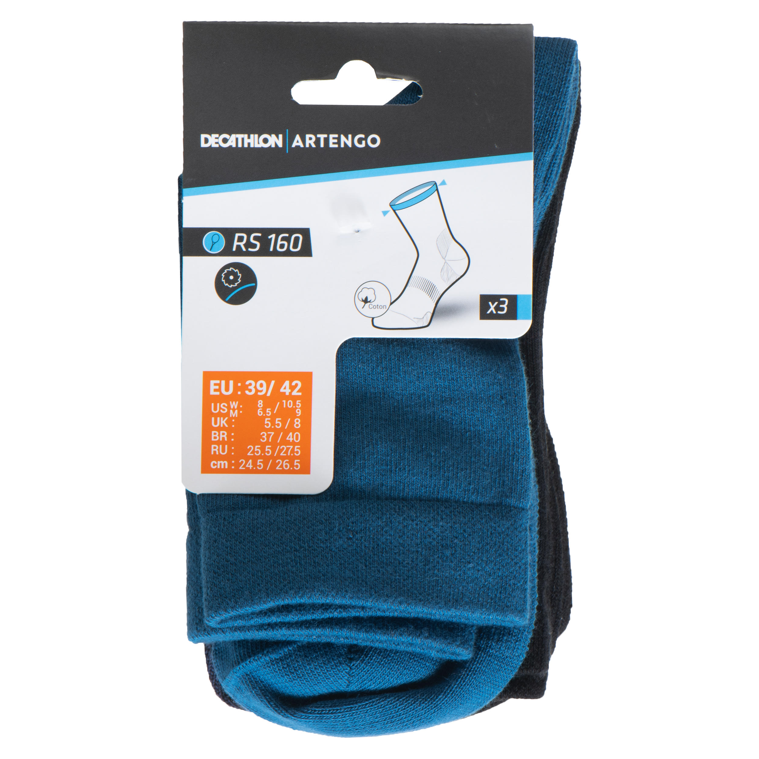 MITJONS LLARGS D'ESPORT RS 160 BLAU NEGRE MARÍ LOT DE 3 PARELLS 7/26