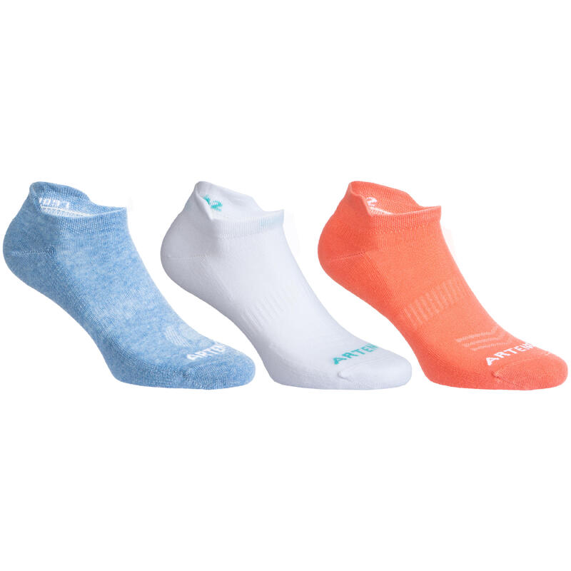 3雙入低筒網球運動襪RS 160－天藍色／白色／粉紅色