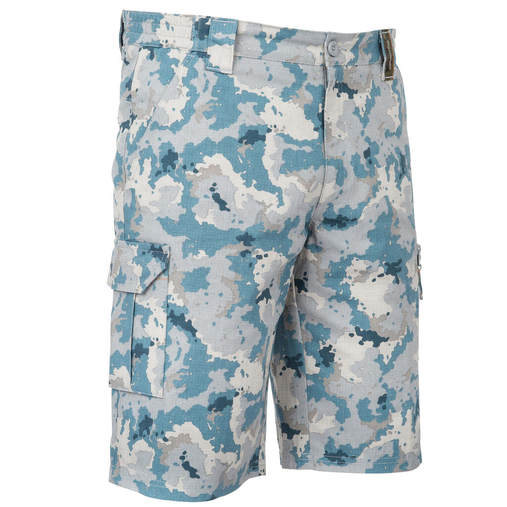 Jagd-Bermudashorts 500 Tarnung Camouflage Island blau
