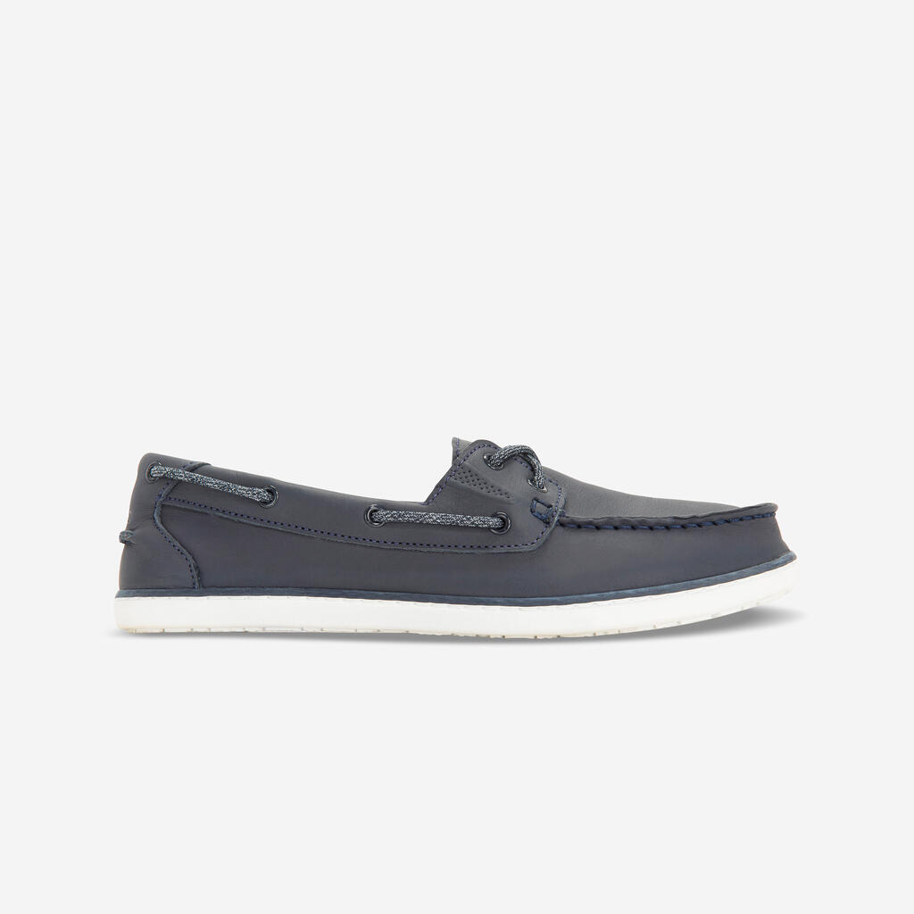 Chaussures bateau en cuir SAILING 500 femme Navy