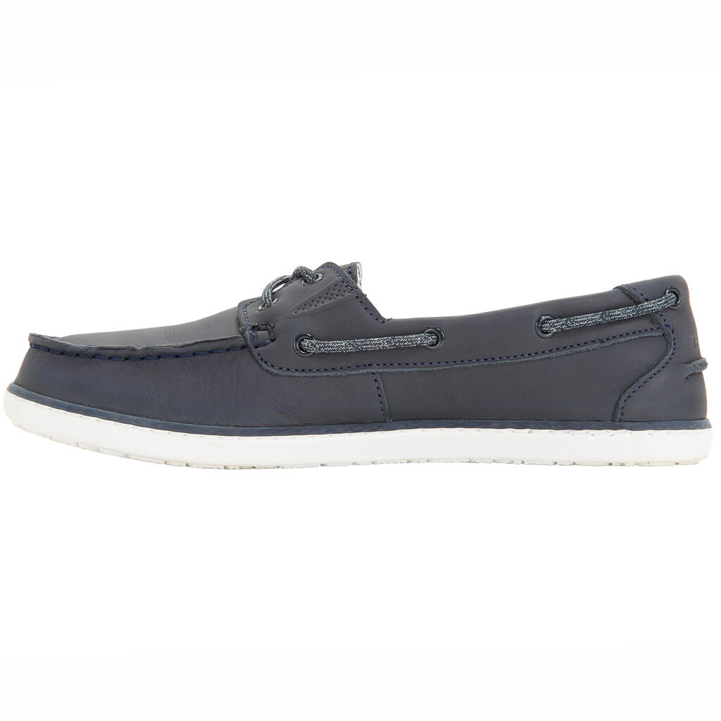 Women’s Leather Sailing Boat Shoes 500 - Navy