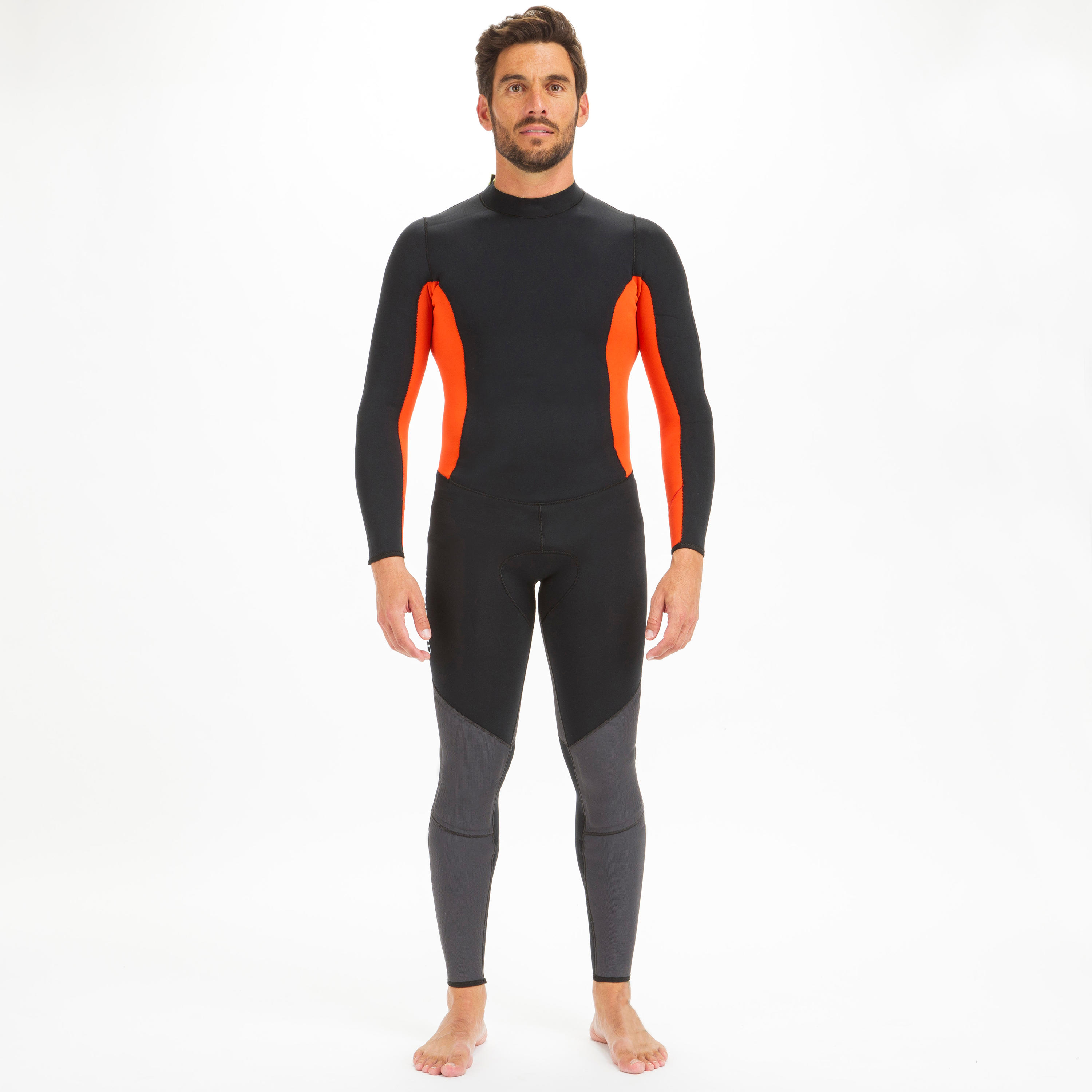 Combinaison néoprène 3/2mm cousu/collée voile homme Dinghy 500 noir/orange - TRIBORD