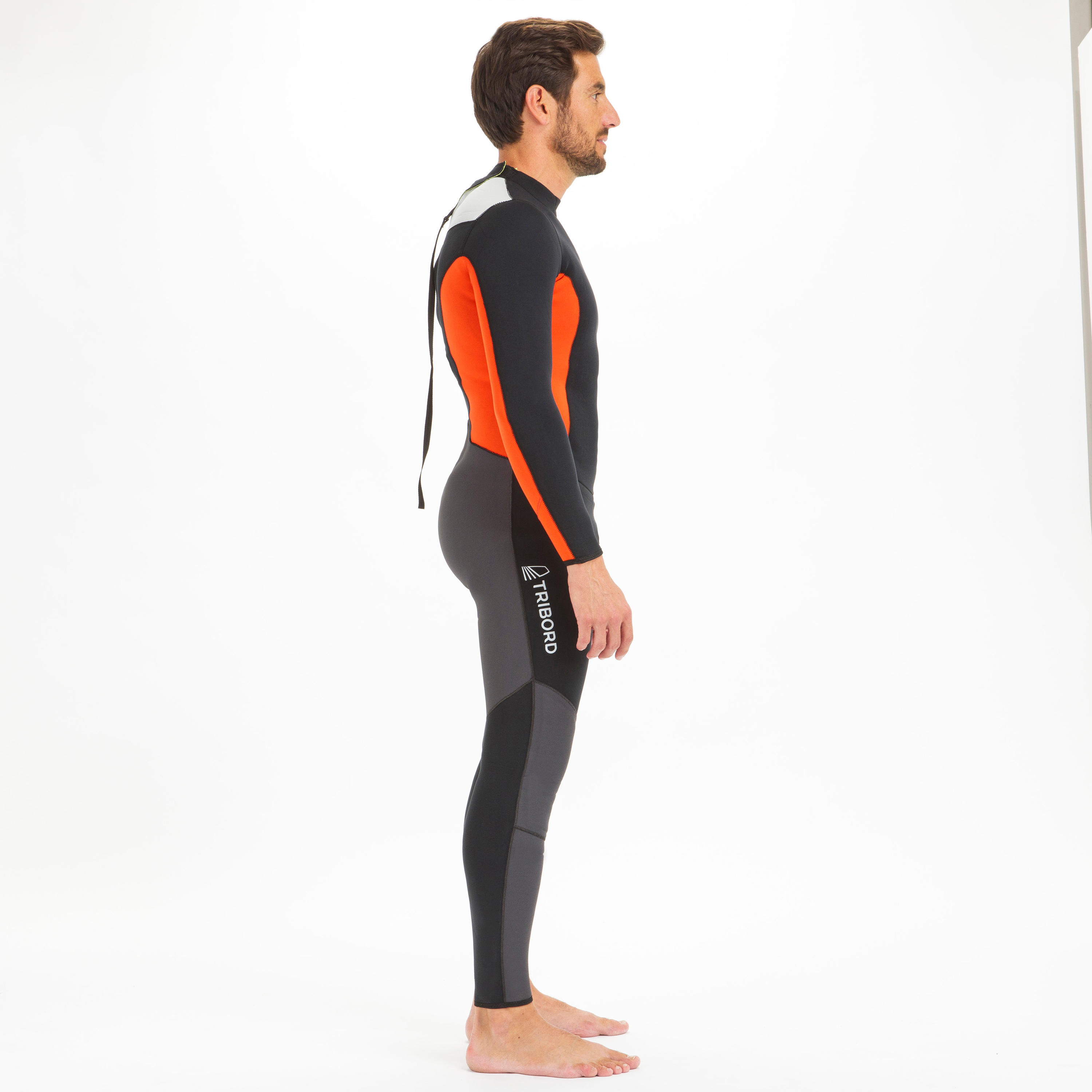 Dinghy 500 Men's Sailing GBS 3/2 mm Neoprene Wetsuit - Black/Orange - TRIBORD