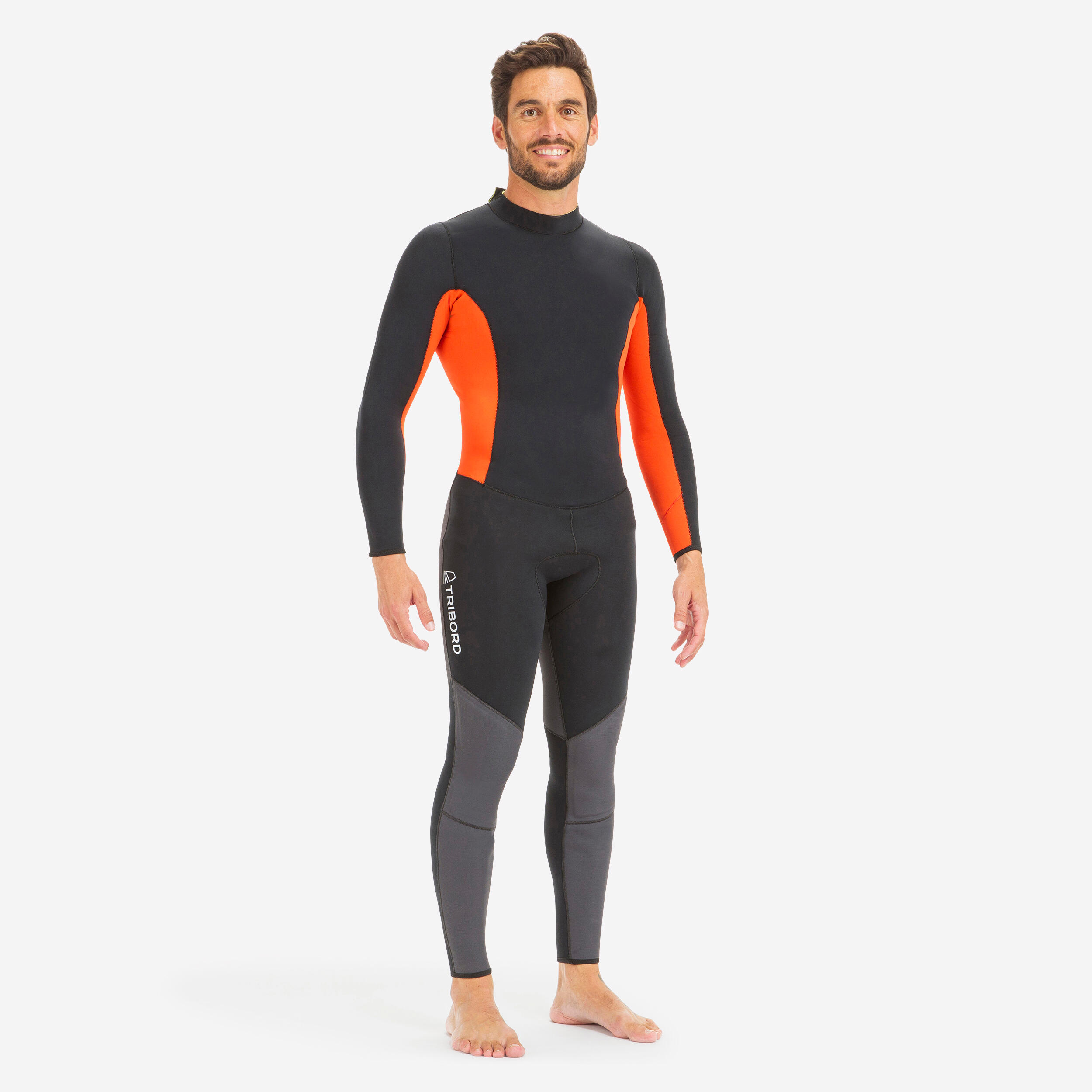 Dinghy 500 Men's Sailing GBS 3/2 mm Neoprene Wetsuit - Black/Orange - TRIBORD