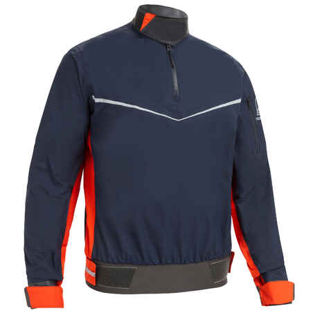 Chamarra náutica de vela rompevientos azul oscuro/naranja para hombre Dinghy 500