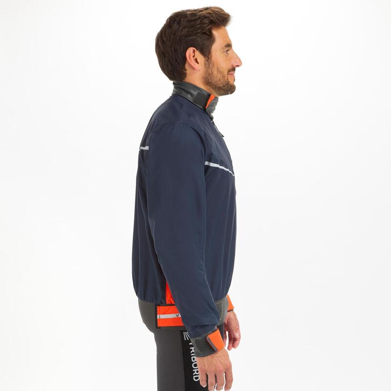 Jachetă Protecție Vânt Dinghy 500 Portocaliu/Albastru Bărbați 