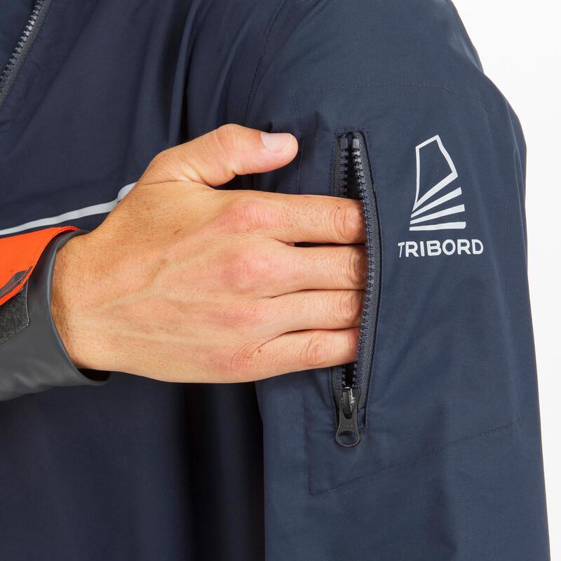 Jachetă Protecție Vânt Dinghy 500 Portocaliu/Albastru Bărbați 