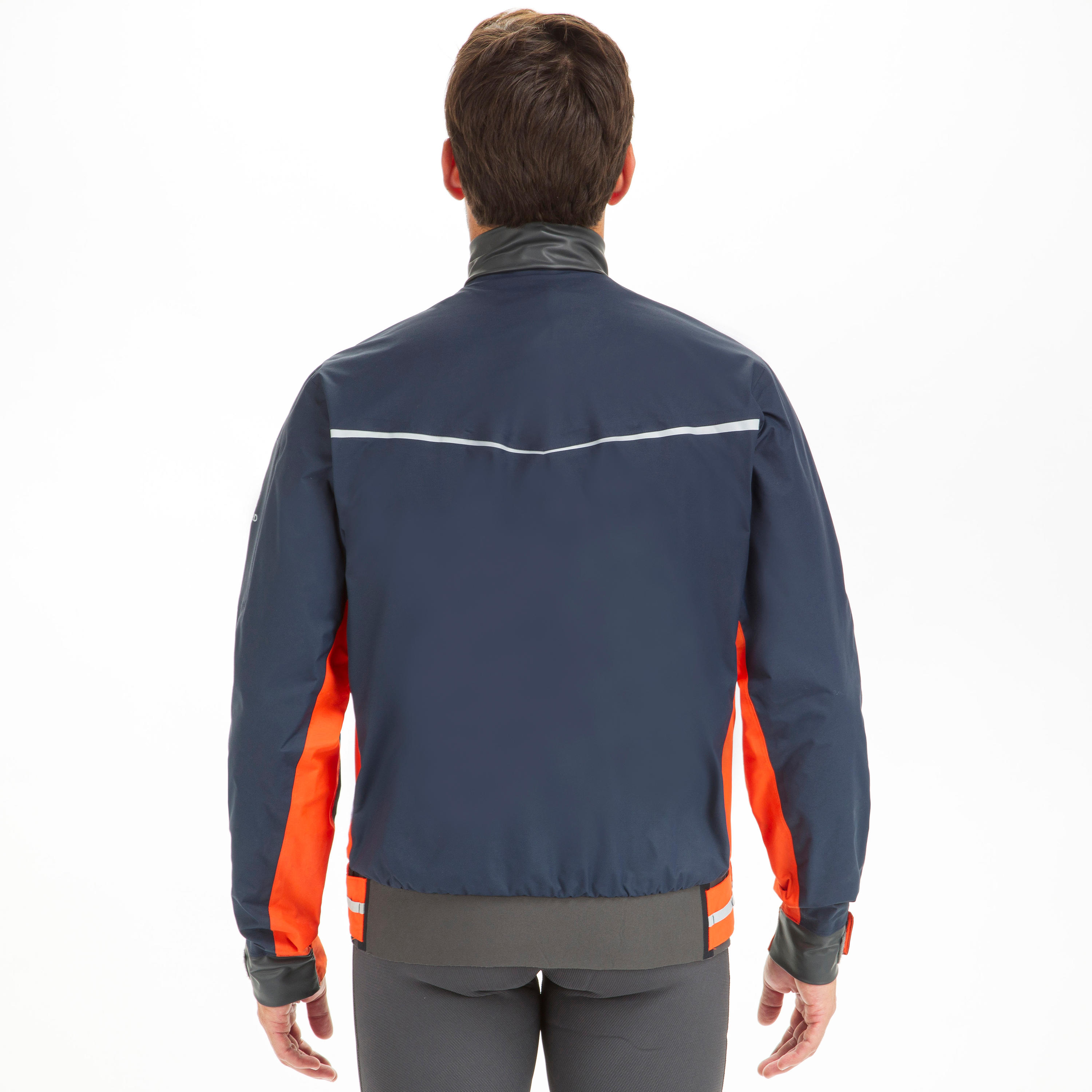 Men's Sailing Windproof Smock Dinghy 500 - Dark Blue/Orange 5/10