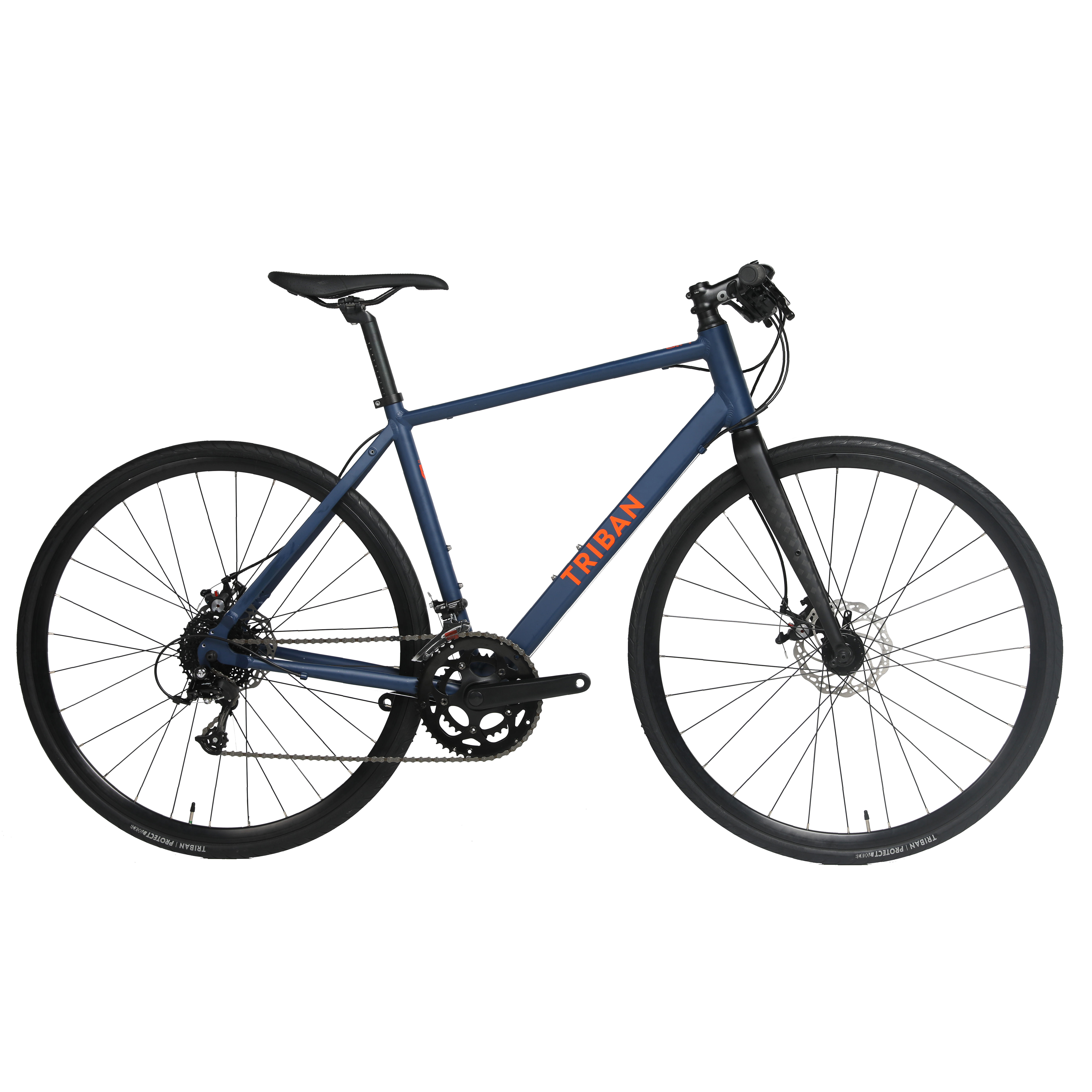 Vélo avec freins à disque guidon plat - RC 120 bleu/orange - TRIBAN