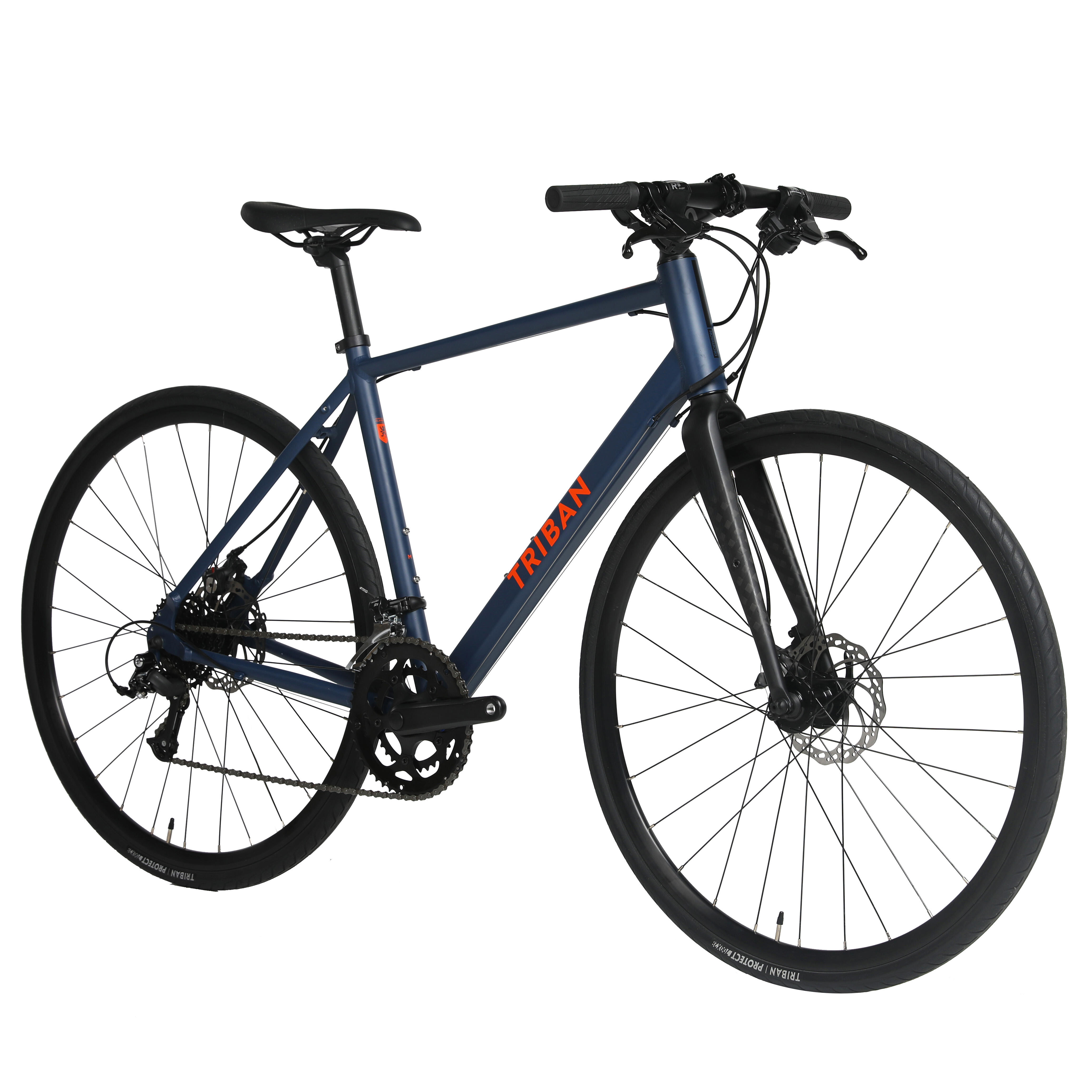 Flat Bar Road Bike - RC 120 FB Blue/Orange - TRIBAN