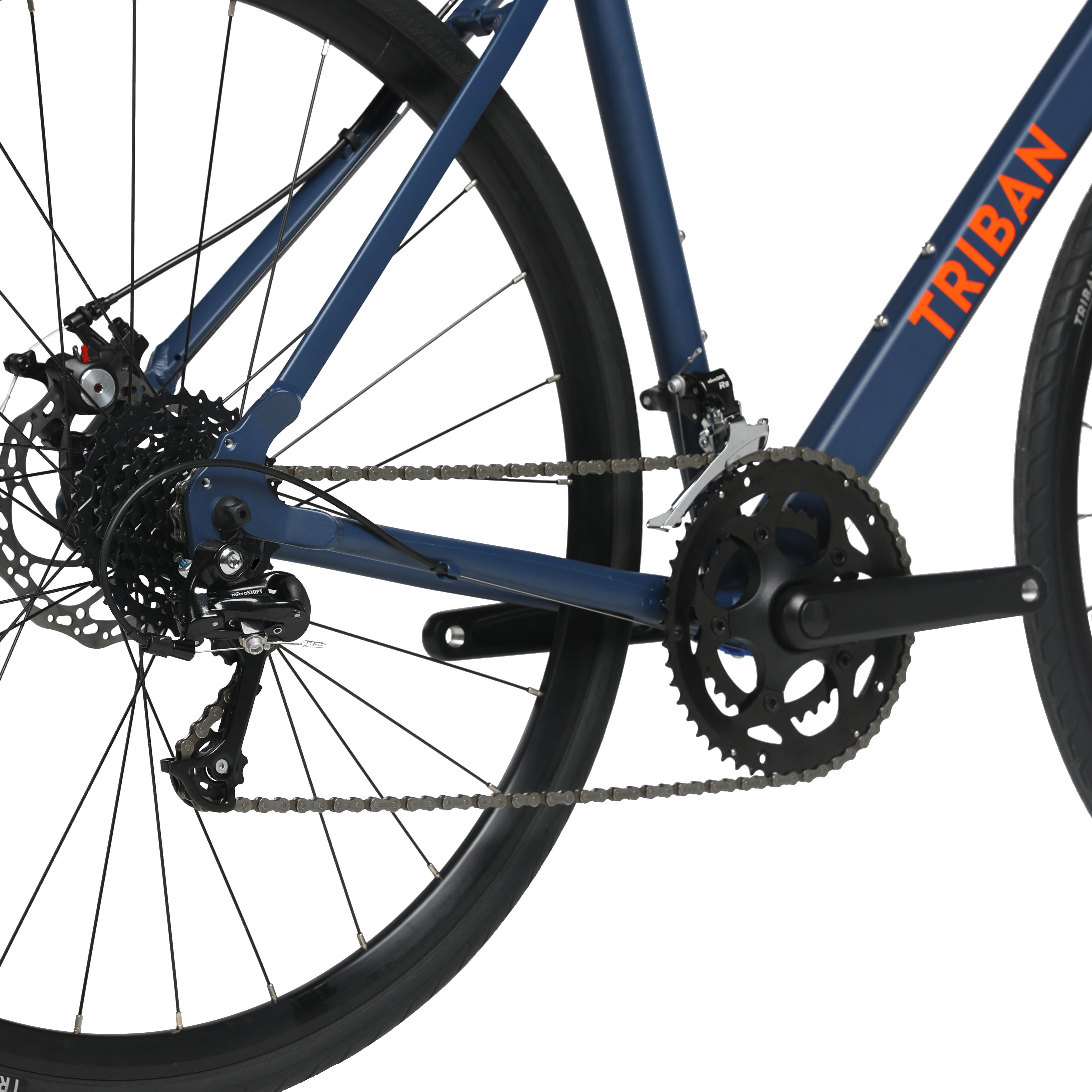 Vélo avec freins à disque guidon plat - RC 120 bleu/orange - TRIBAN