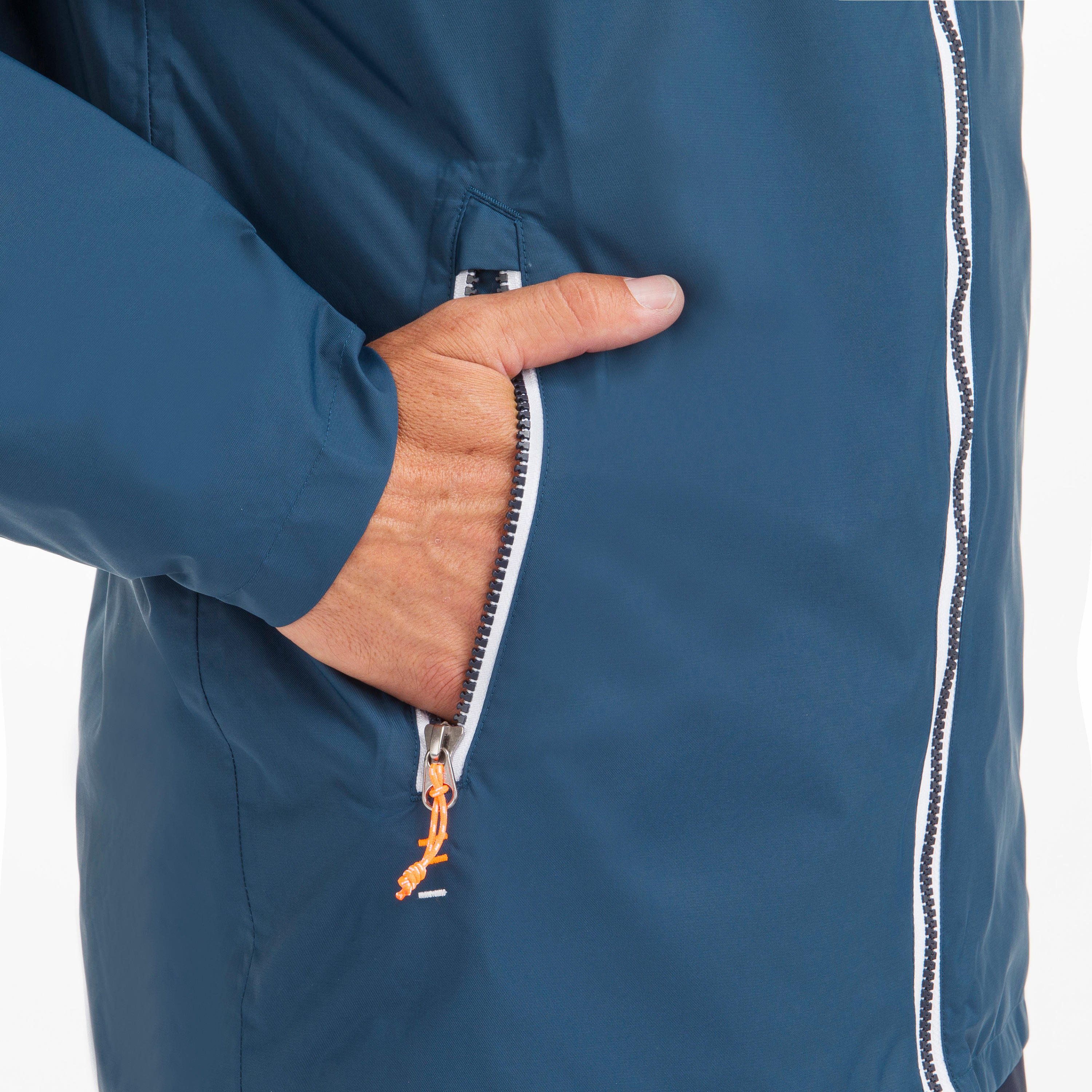 Men's waterproof and windproof sailing jacket, 100 blue white 14/15
