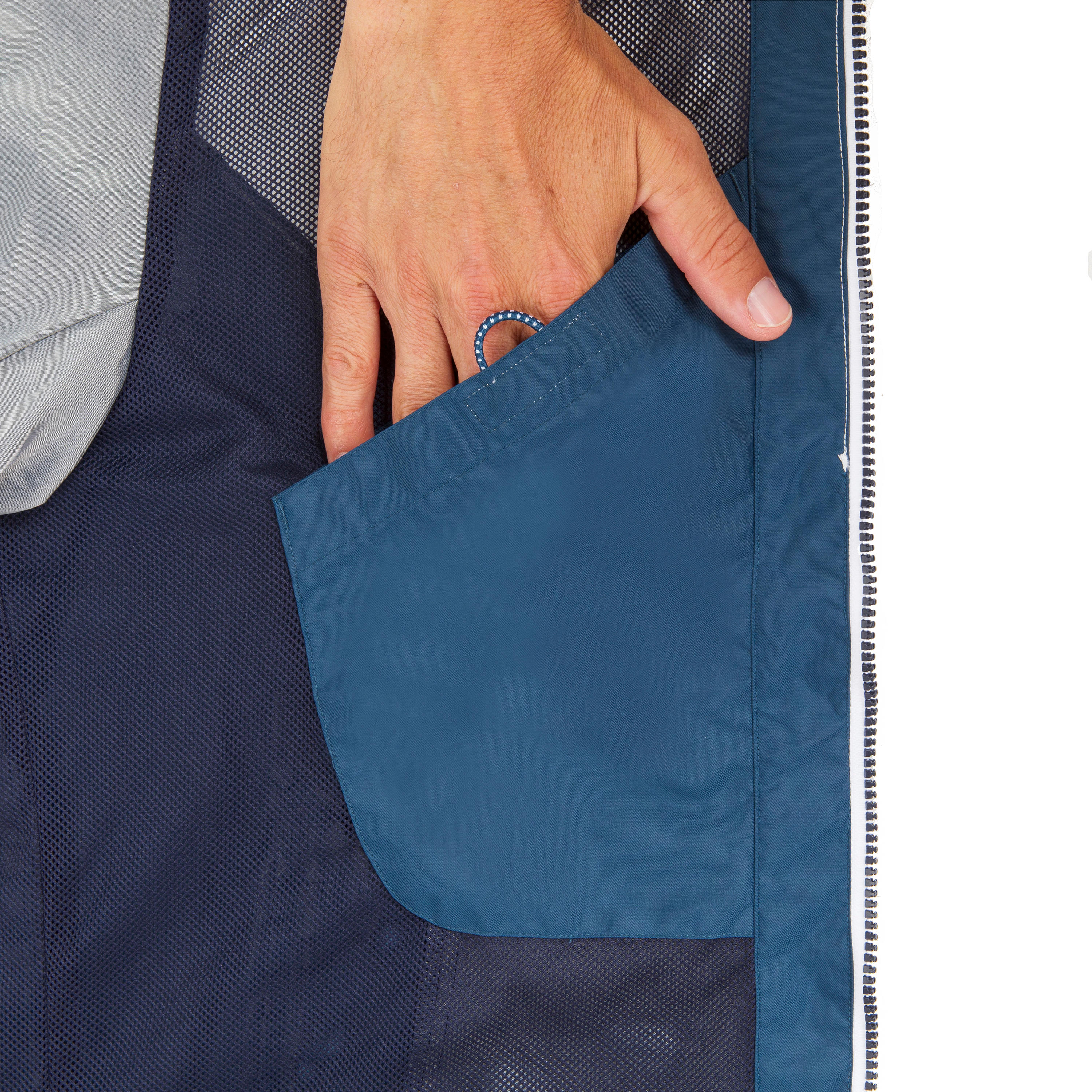 Men's waterproof and windproof sailing jacket, 100 blue white 13/15