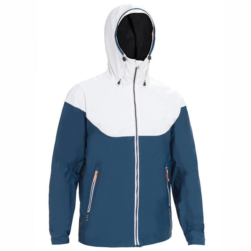 Men's waterproof sailing jacket 100 - White blue