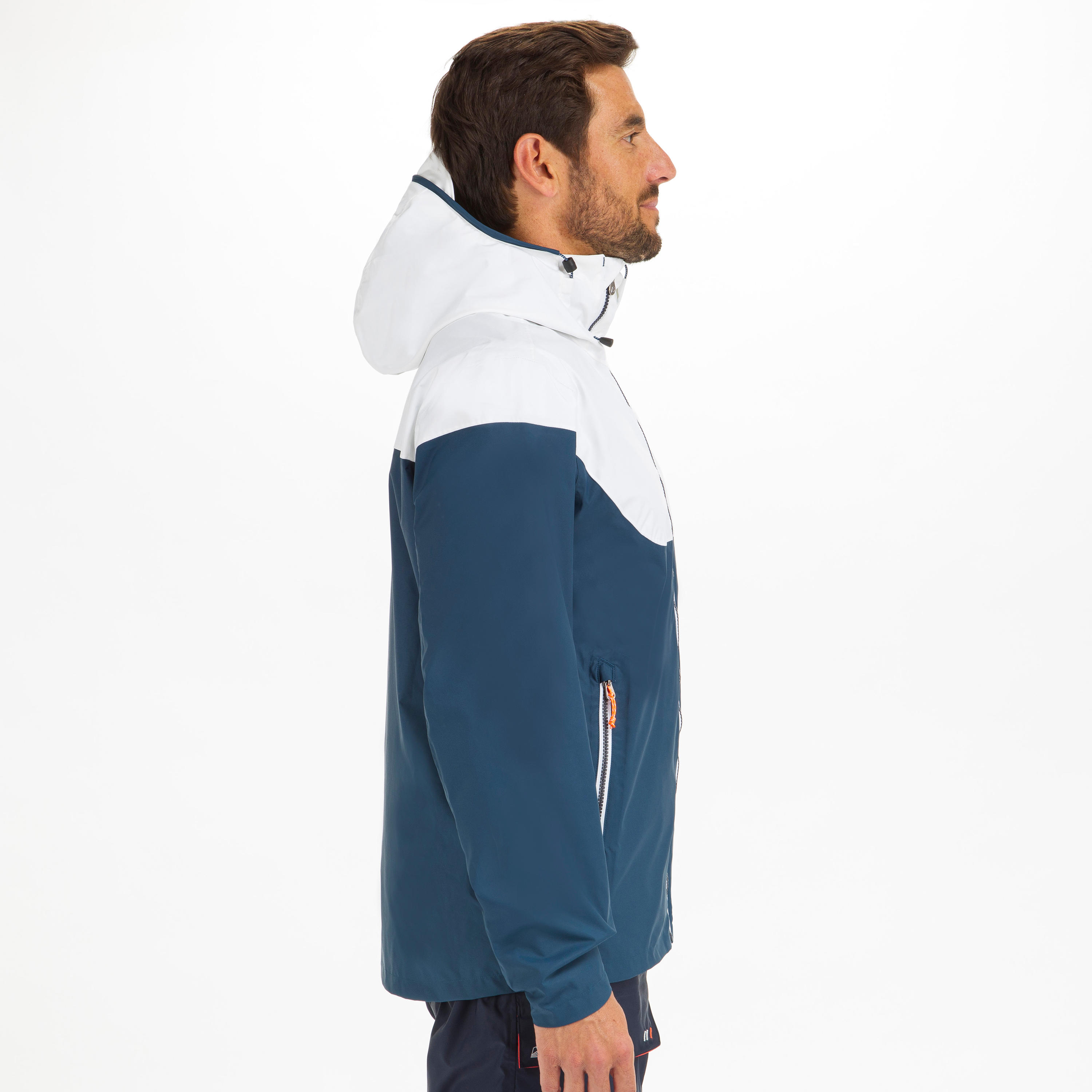 Men's waterproof and windproof sailing jacket, 100 blue white 9/15