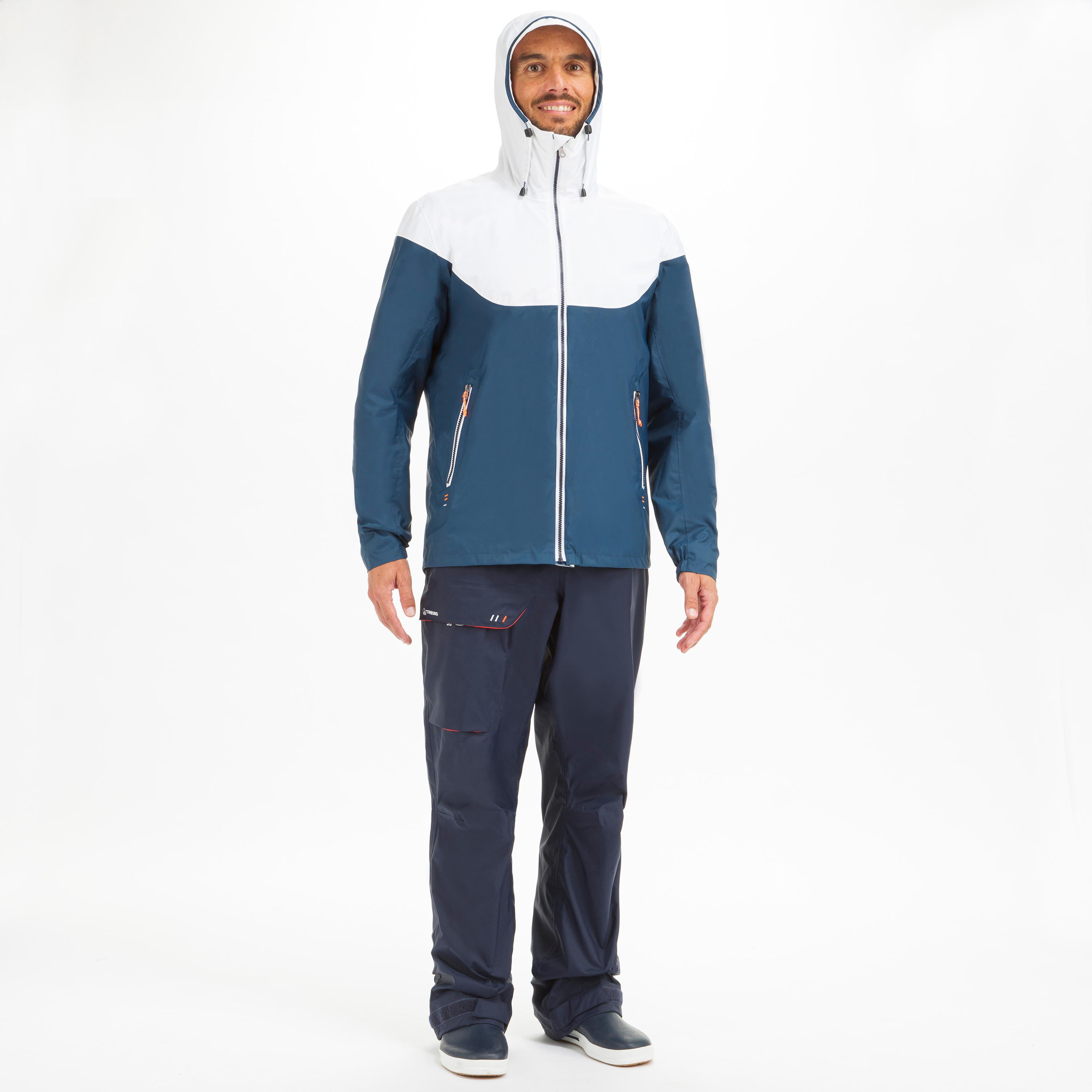 Men's waterproof and windproof sailing jacket, 100 blue white 5/15
