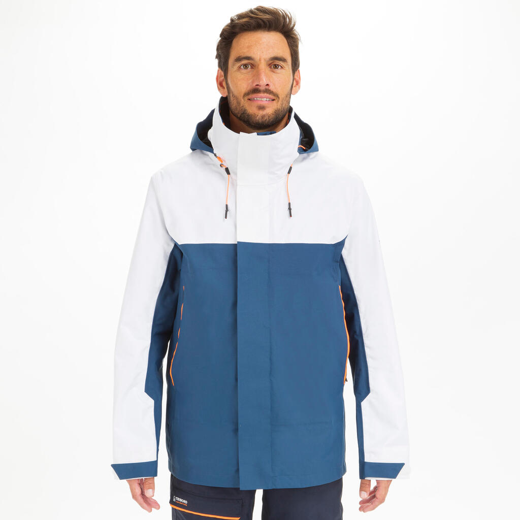 Men's Waterproof Windproof Sailing Jacket 300 - Blue white