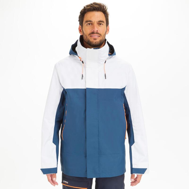 Regenjacke Segeln Herren wasserdicht winddicht - 300 blau/weiss