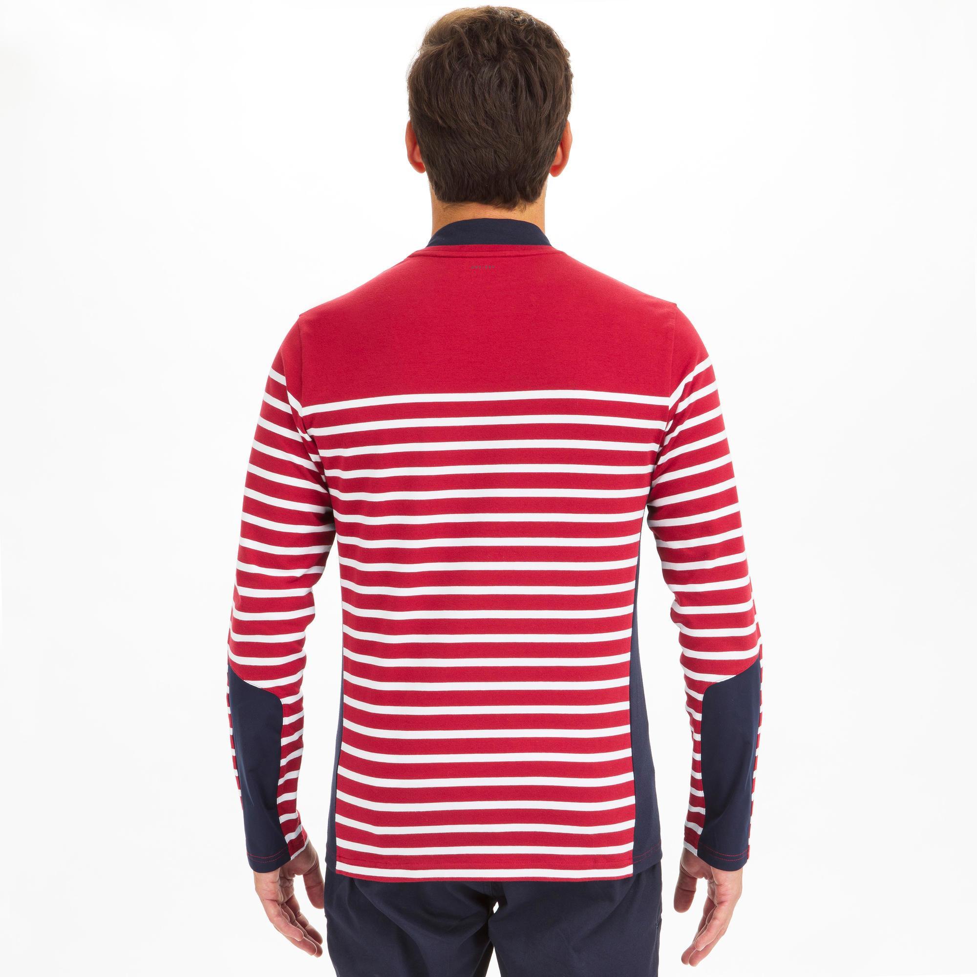 Long-sleeved T-shirt - Men's SAILING 100 Bordeaux sailboat