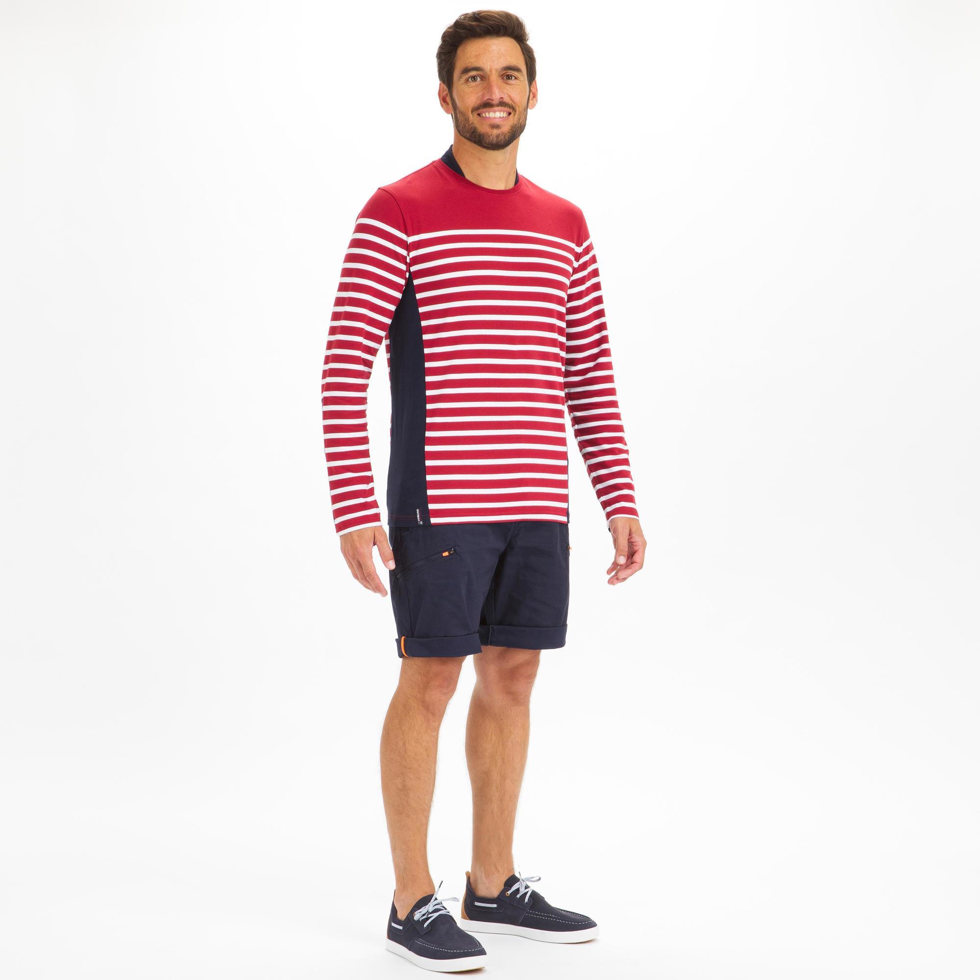 Long-sleeved T-shirt - Men's SAILING 100 Bordeaux sailboat