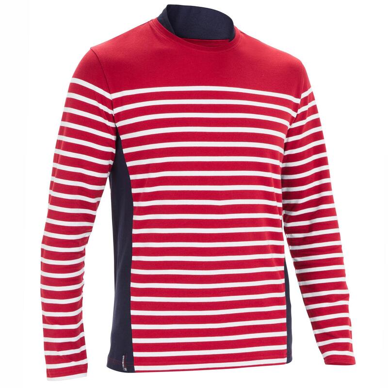 T-shirt manches longues - marinière de voile homme SAILING 100 Bordeaux