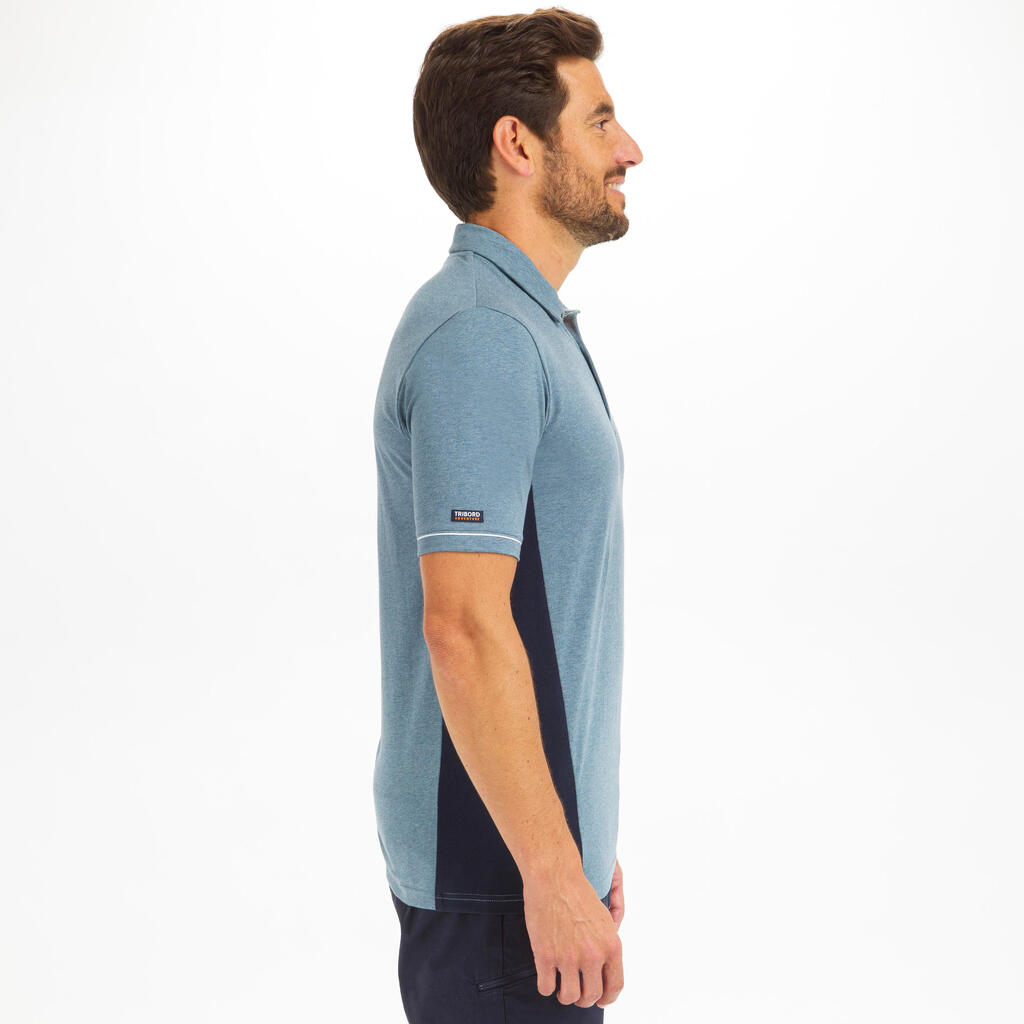 Polo manche courte de voile homme SAILING 100 Gris chine