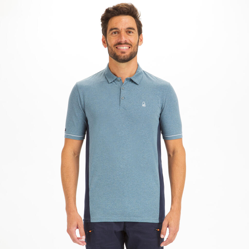 Polo manche courte de voile homme SAILING 100 Gris chine