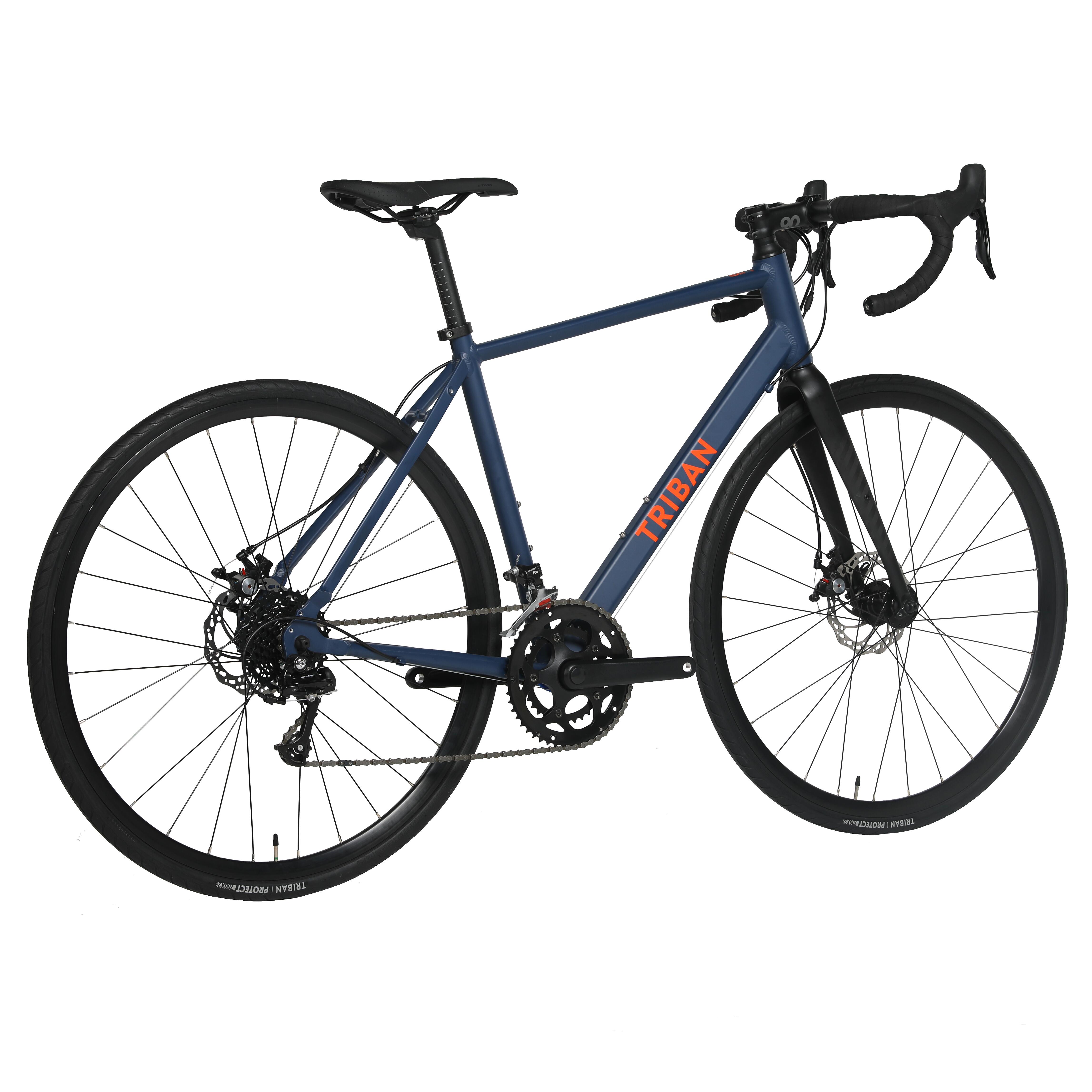 Vélo de route à disque homme - RC 120 bleu/orange - TRIBAN