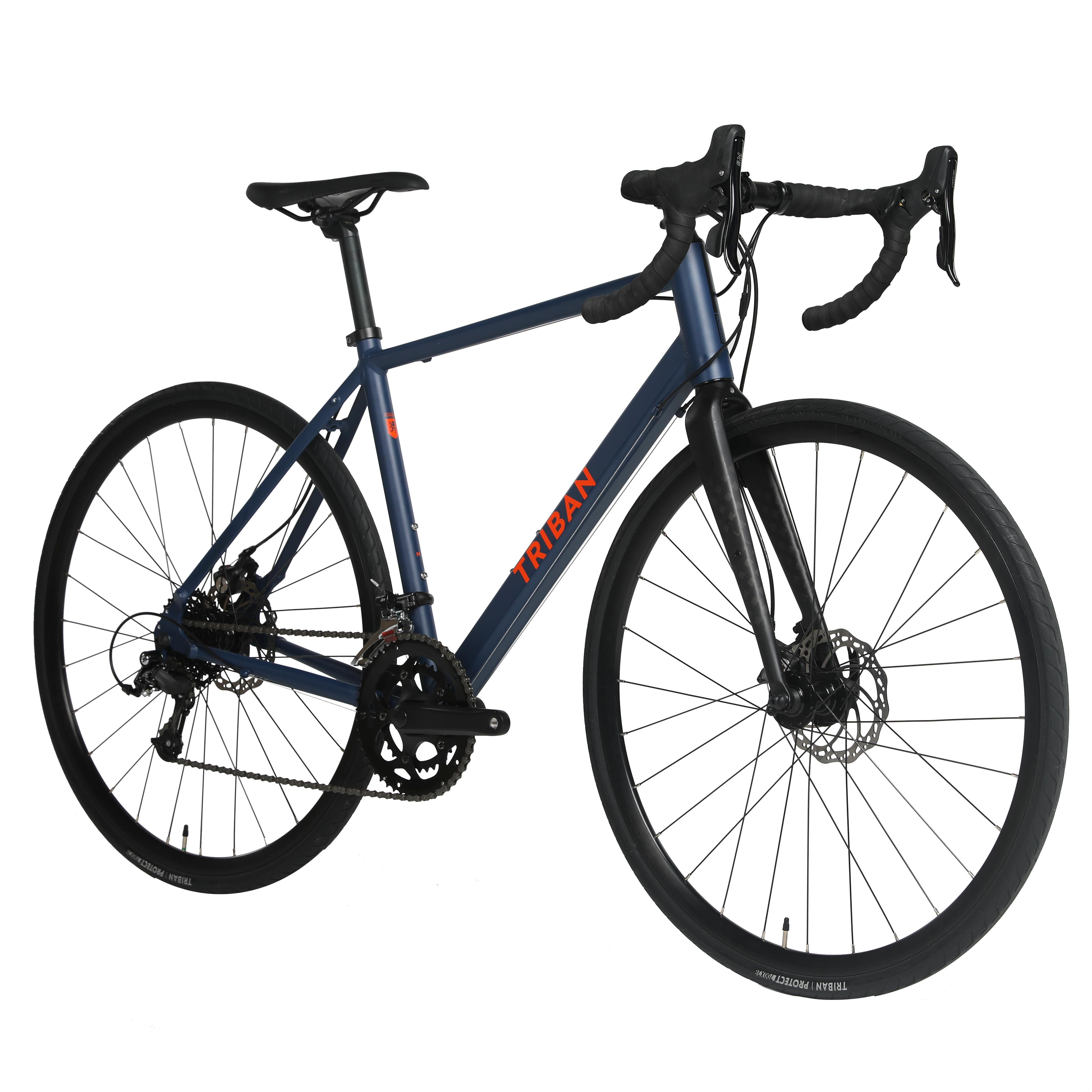 Vélo de route à disque homme - RC 120 bleu/orange - TRIBAN