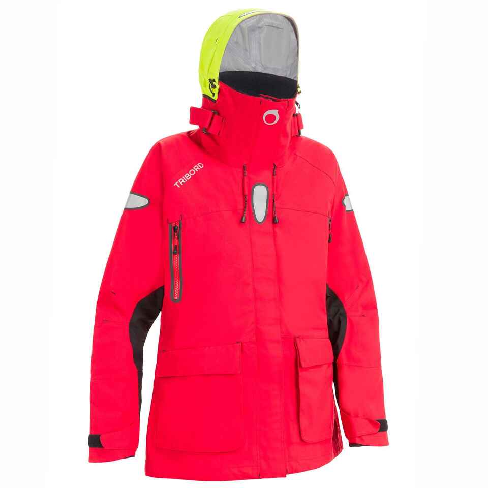 Segeljacke wasserdicht Offshore Damen rot Tribord DECATHLON