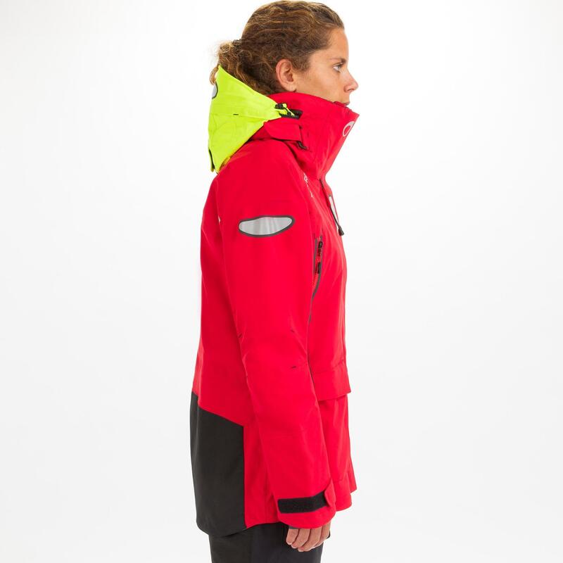 Női kabát hajózáshoz Offshore, vízhatlan, piros