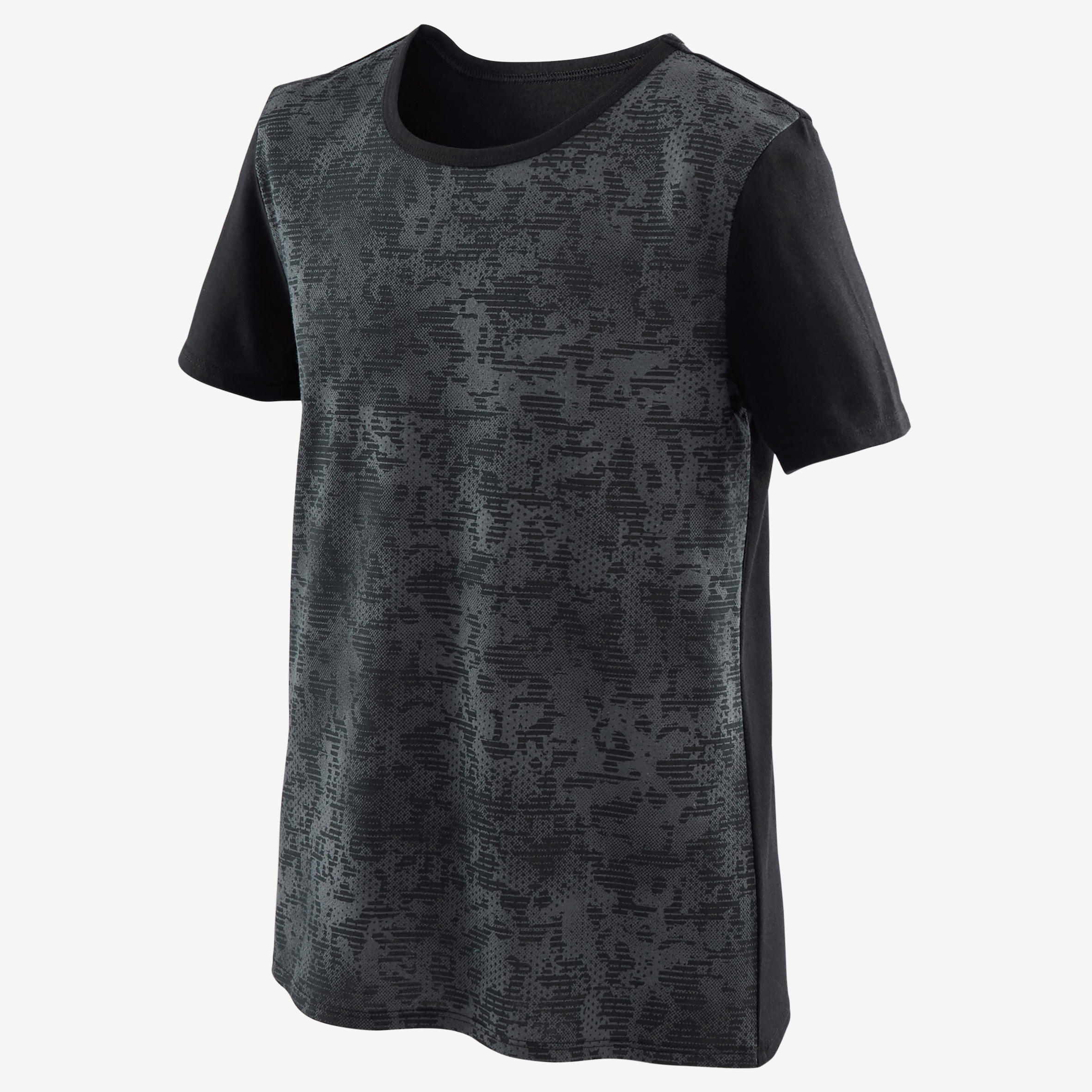Boys' Short-Sleeved Gym T-Shirt 100 - Black/Black AOP 2/5