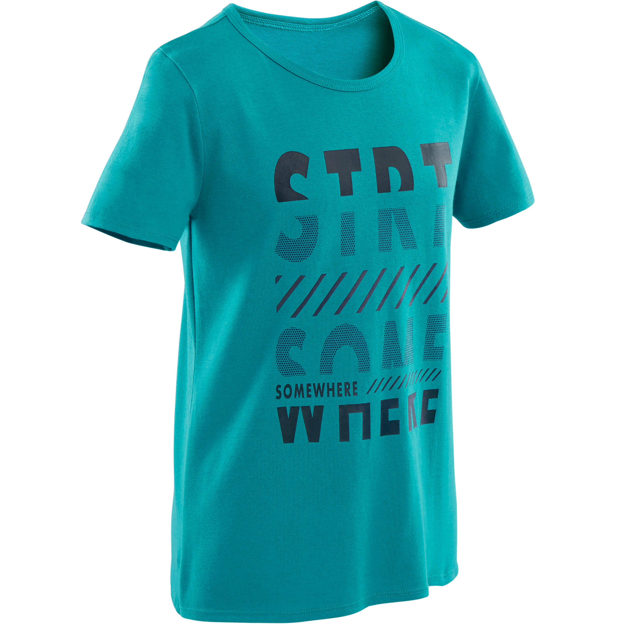 Boys' Short-Sleeved Gym T-Shirt 100 - Blue/Navy Blue Print -  1