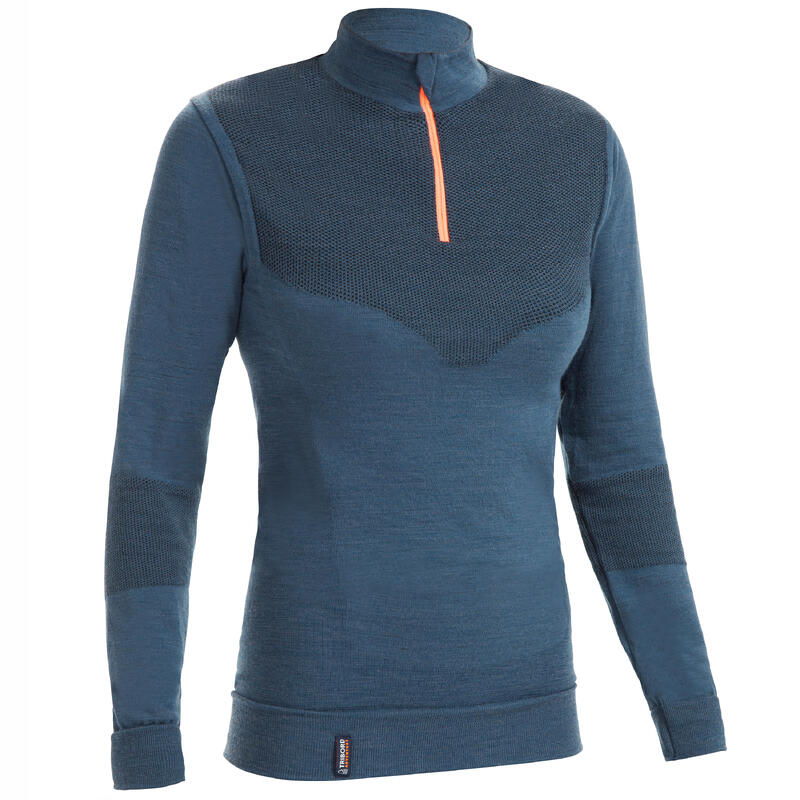 T-Shirt manches longues chaud - sous vêtement mérinos Sailing 500 femme Gris