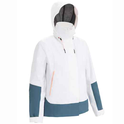 
      Women's Waterproof Wind-proof Raincoat SAILING 300 white grey
  