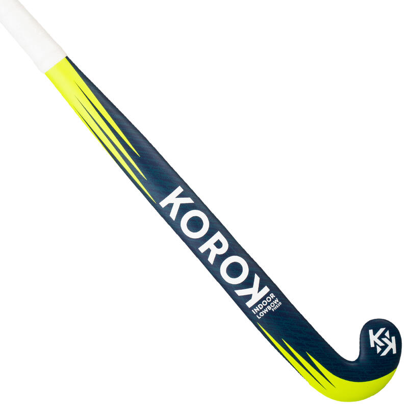 Stick de hockey indoor adulte confirmé 20% carbone Low Bow FH520 bleu et jaune