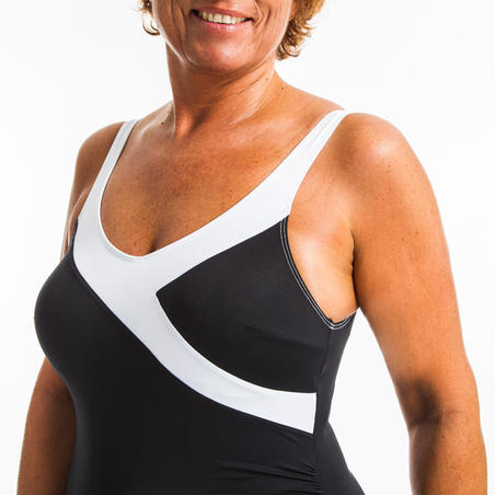Crno-beli ženski jednodelni kupaći kostim KARLI